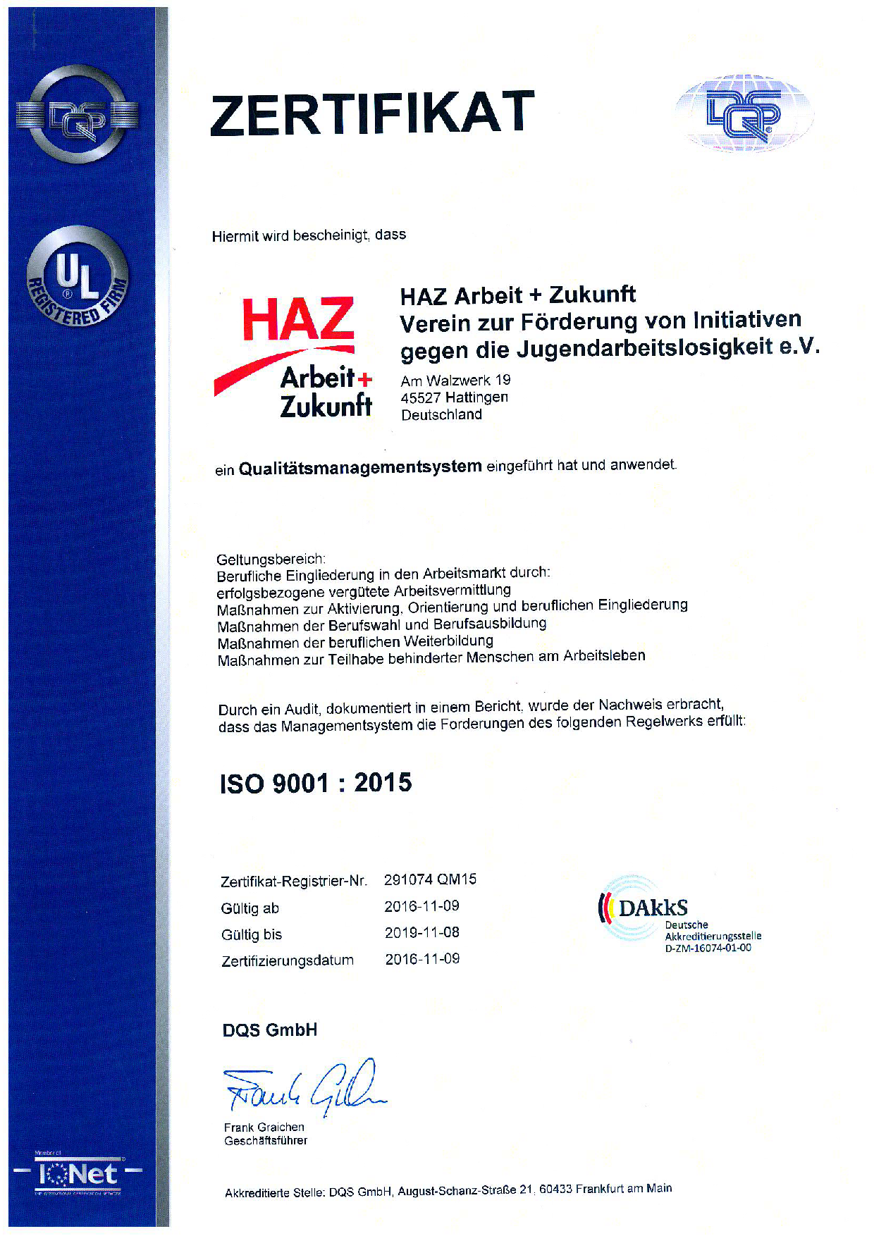 Qualitätsmanagementsystem nach DIN-ISO 9001:2000